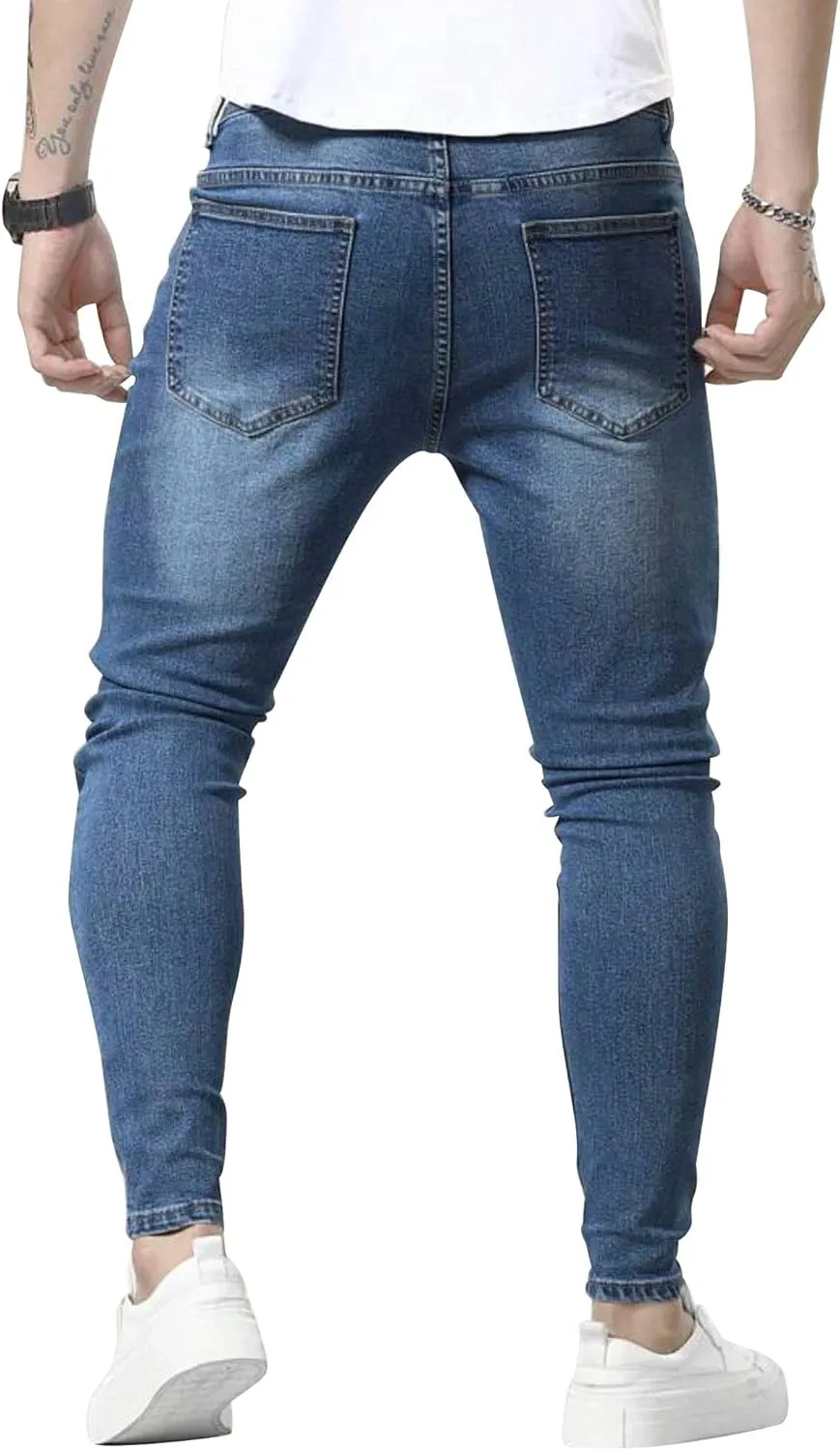 HUNGSON Skinny Jeans for Men Stretch Slim Fit Ripped Distressed