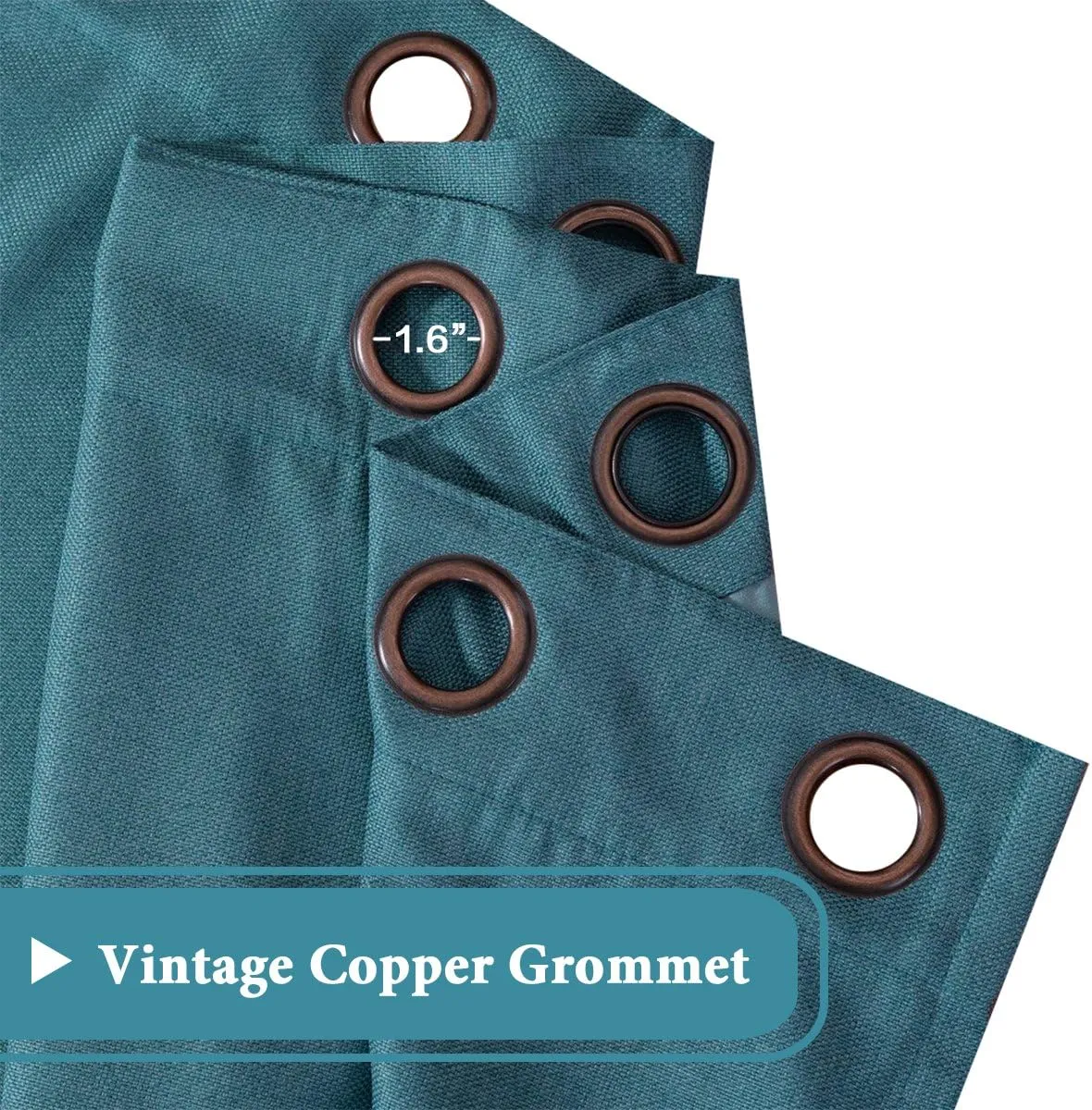 H.VERSAILTEX Linen Blackout Curtain 84 Inches Long for Bedroom/Living Room Thermal Insulated Grommet Linen Curtain Drapes Primitive Textured Burlap Effect Window Drapes 1 Panel - Heather Aegean Blue