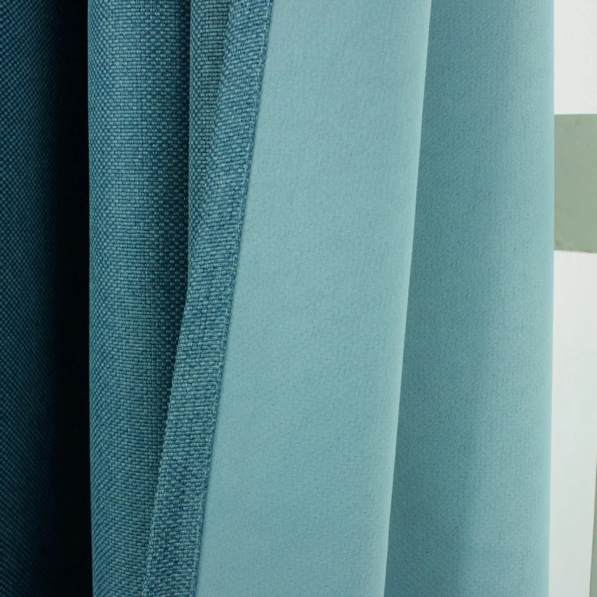 H.VERSAILTEX Linen Blackout Curtain 84 Inches Long for Bedroom/Living Room Thermal Insulated Grommet Linen Curtain Drapes Primitive Textured Burlap Effect Window Drapes 1 Panel - Heather Aegean Blue