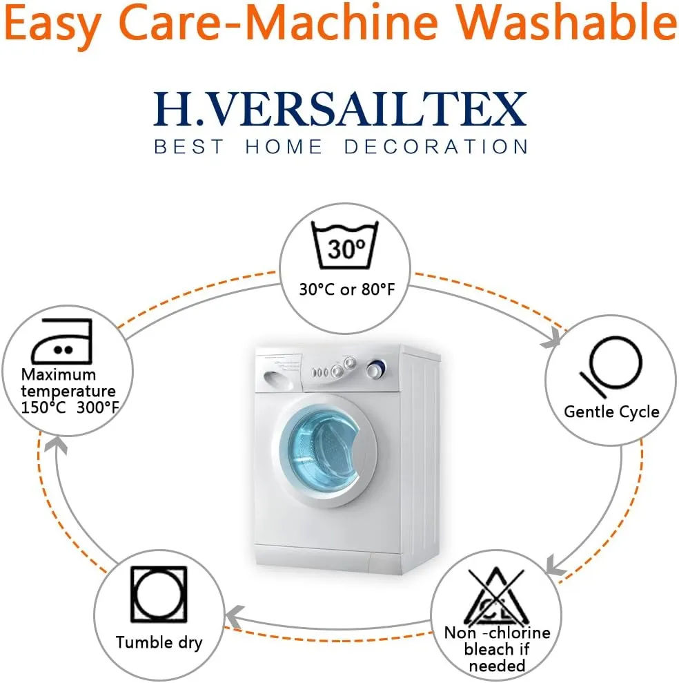H.VERSAILTEX Linen Blackout Curtain 84 Inches Long for Bedroom/Living Room Thermal Insulated Grommet Linen Curtain Drapes Primitive Textured Burlap Effect Window Drapes 1 Panel - Heather Aegean Blue