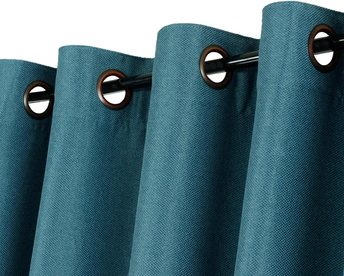 H.VERSAILTEX Linen Blackout Curtain 84 Inches Long for Bedroom/Living Room Thermal Insulated Grommet Linen Curtain Drapes Primitive Textured Burlap Effect Window Drapes 1 Panel - Heather Aegean Blue