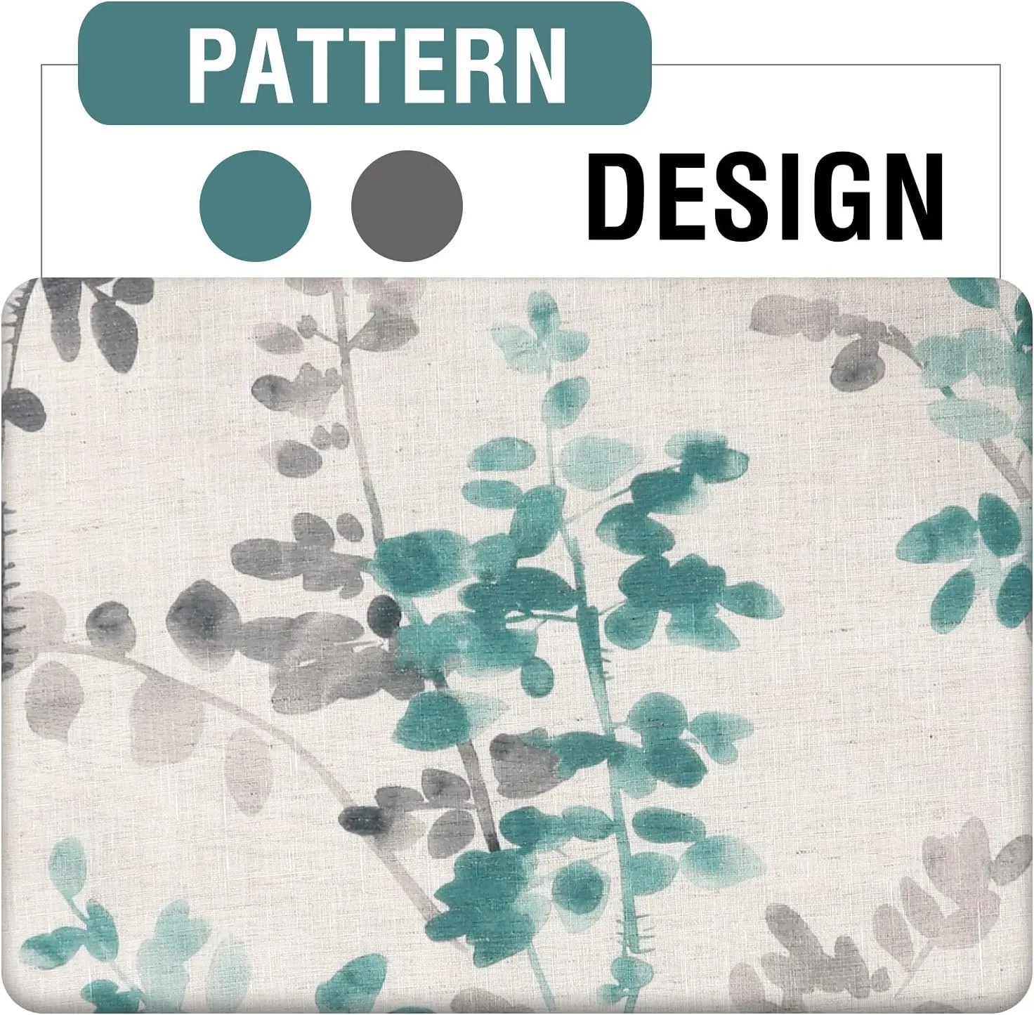 H.VERSAILTEX Sheer Linen Curtains 63 Inch Long Semi Sheer Curtains Draperies for Living Room/Bedroom Vintage Classical Floral Printing Window Treatment Grommet 2 Panels, Turquoise and Taupe