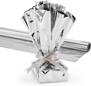 Hygloss Products Mylar Gift Wrap Roll - Great for Gift Bags, Baskets – 24 Inch x 8.3 Feet, Silver (61205)