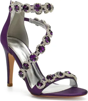 Hyinlays Women's Wedding Bridal Sandals Ankle Strap High Heel Pumps Crystal Formal Evening Prom Party Dress Shoes