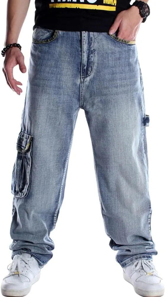 IDEALSANXUN Baggy Jeans Men Casual Embroidery Hip Hop Loose Fit Y2k Jeans