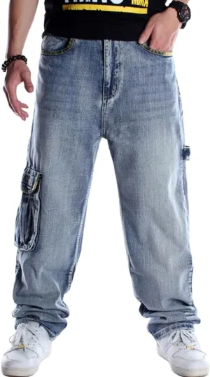 IDEALSANXUN Baggy Jeans Men Casual Embroidery Hip Hop Loose Fit Y2k Jeans