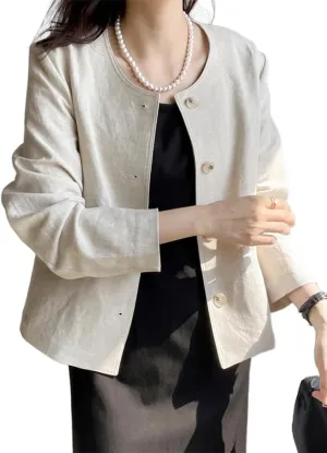 IDEALSANXUN Womens Linen Jackets Spring Summer Lightweight Linen Blazer Cardigan Tops