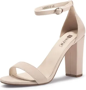 IDIFU Women's IN4 Cookie-HI Chunky High Heel Sandals Open Toe Ankle Strap Wedding Bridal Prom Dress Shoes For Women Bride Bridesmaid