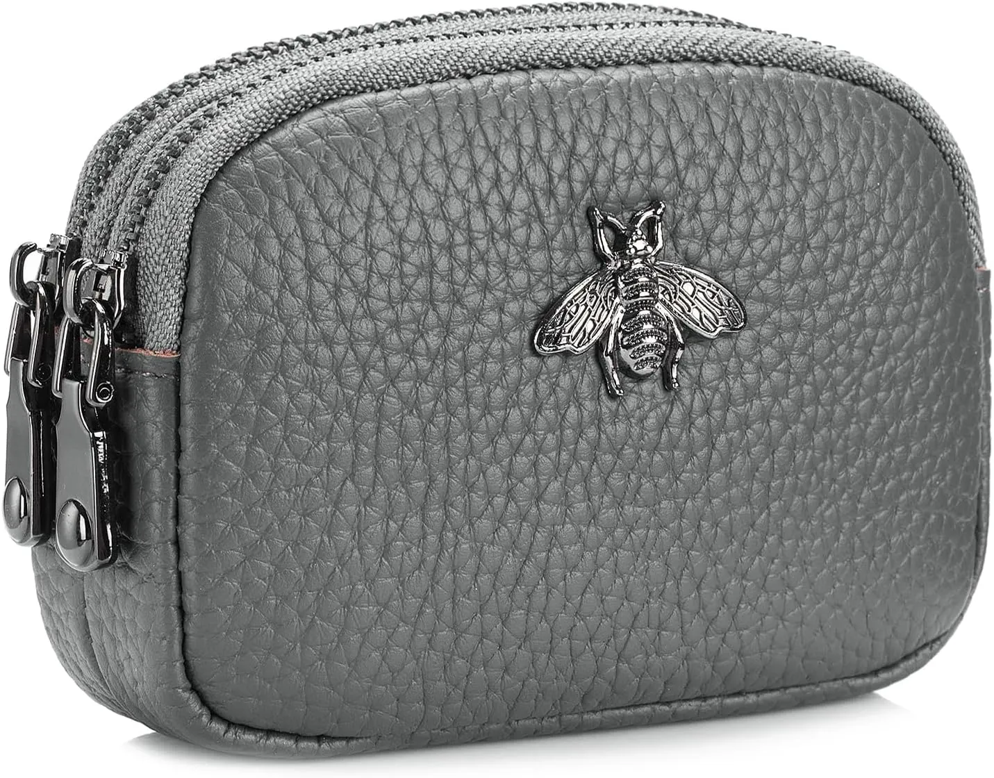 imeetu Women Leather Coin Purse, Small 2 Zippered Change Pouch Wallet