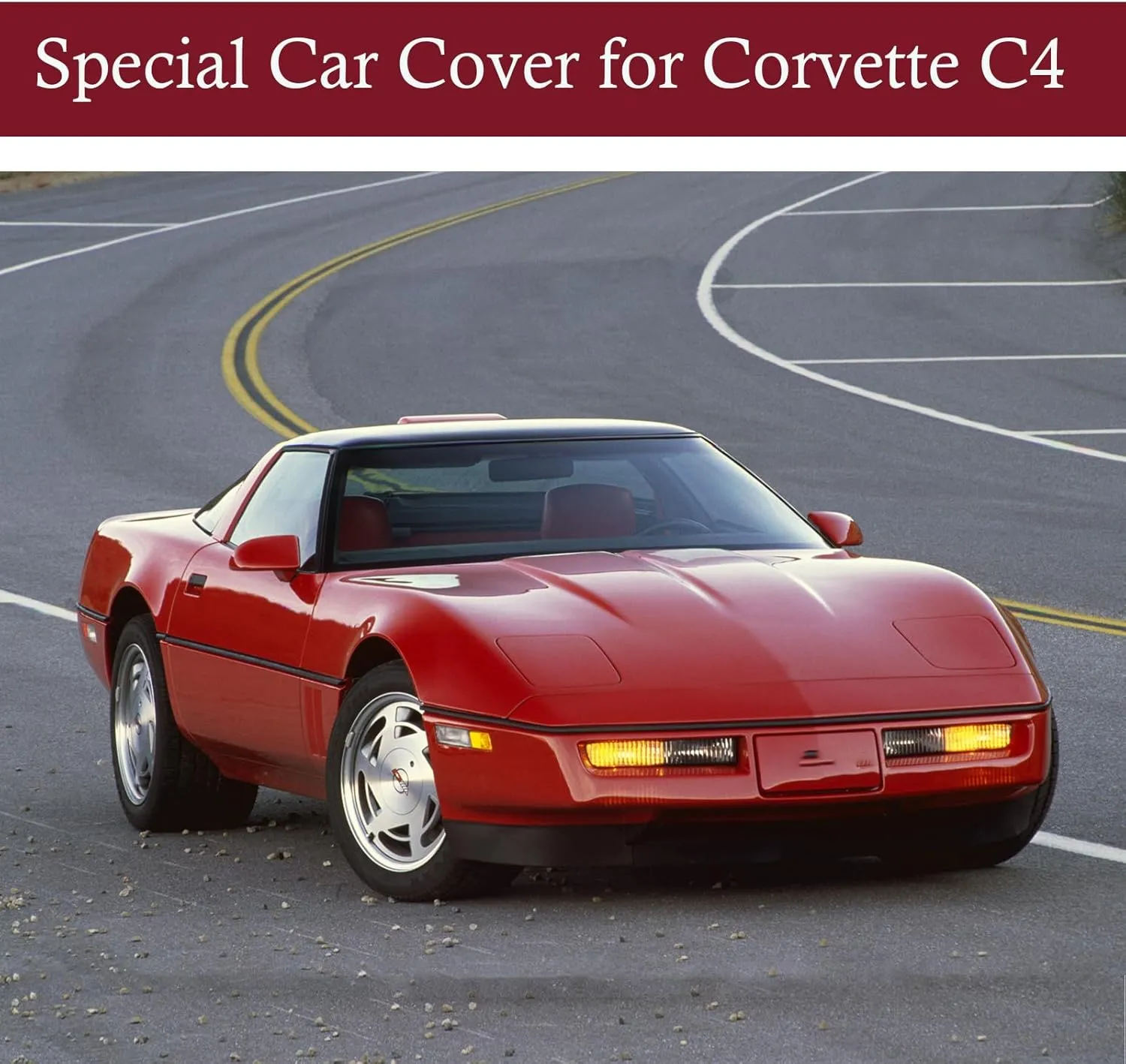 Indoor Car Cover Compatible with 1984–1996 C4 Corvette Custom-fit Breathable Dust-Proof Stretch Car Cover for Underground Garage, Car Show（Black Red）