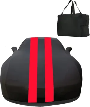 Indoor Car Cover Compatible with 1984–1996 C4 Corvette Custom-fit Breathable Dust-Proof Stretch Car Cover for Underground Garage, Car Show（Black Red）