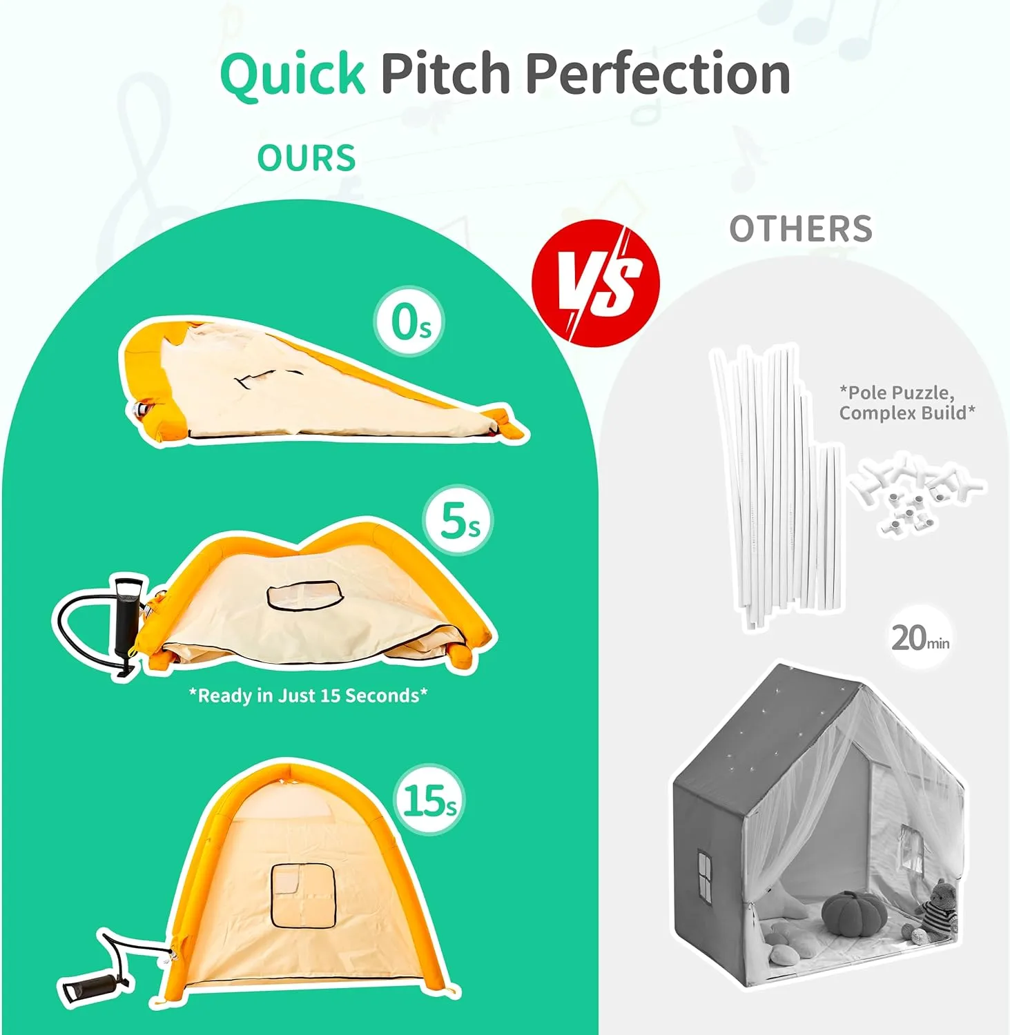 Inflatable Kids Play Tent Indoor/Outdoor, Kids Tent with Star Lights & Carry Bag, Portable Pop Up Playhouse Air Fort for Toddlers Boys & Girls Birthday Gift Quick Inflation