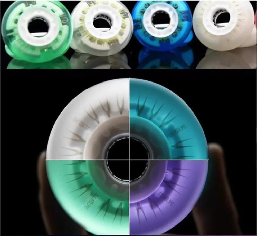 Inline Skates Wheel Flash Roller Wheel 62MM 64MM 68MM 72MM 76MM 80MM PU 92A Roller Skating Brake Wheel Single Row Skates Accessory 4 Pack Suitable for Kids and Dults