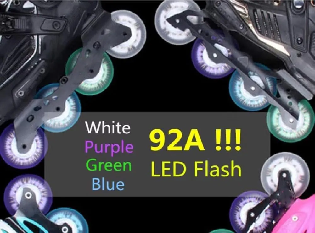 Inline Skates Wheel Flash Roller Wheel 62MM 64MM 68MM 72MM 76MM 80MM PU 92A Roller Skating Brake Wheel Single Row Skates Accessory 4 Pack Suitable for Kids and Dults