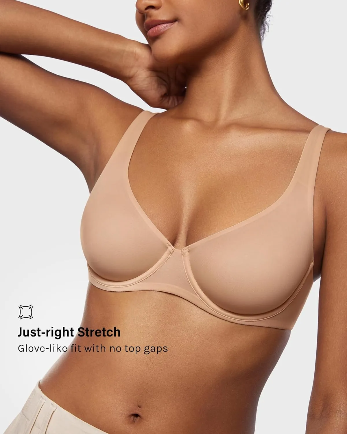 INLYRIC Women's Mesh Balconette Bra Sexy Demi Supportive Comfortable Seamless Underwire Unlined Sheer Bras