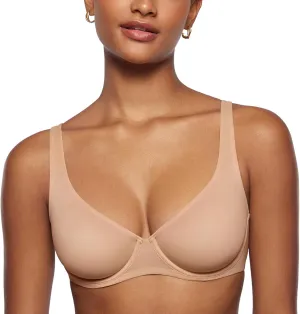 INLYRIC Women's Mesh Balconette Bra Sexy Demi Supportive Comfortable Seamless Underwire Unlined Sheer Bras