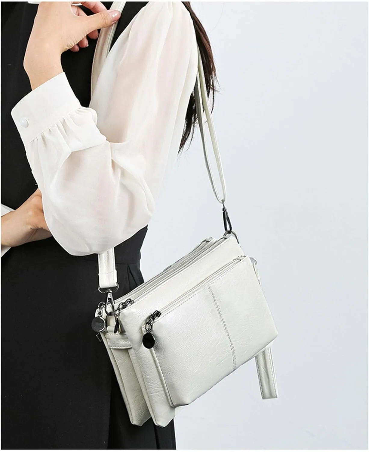 Intensivte - Large Capacity Phone Bag Crossbody Bag, Large Capacity Crossbody Bag for Women, Multiple Pockets Purse (White)