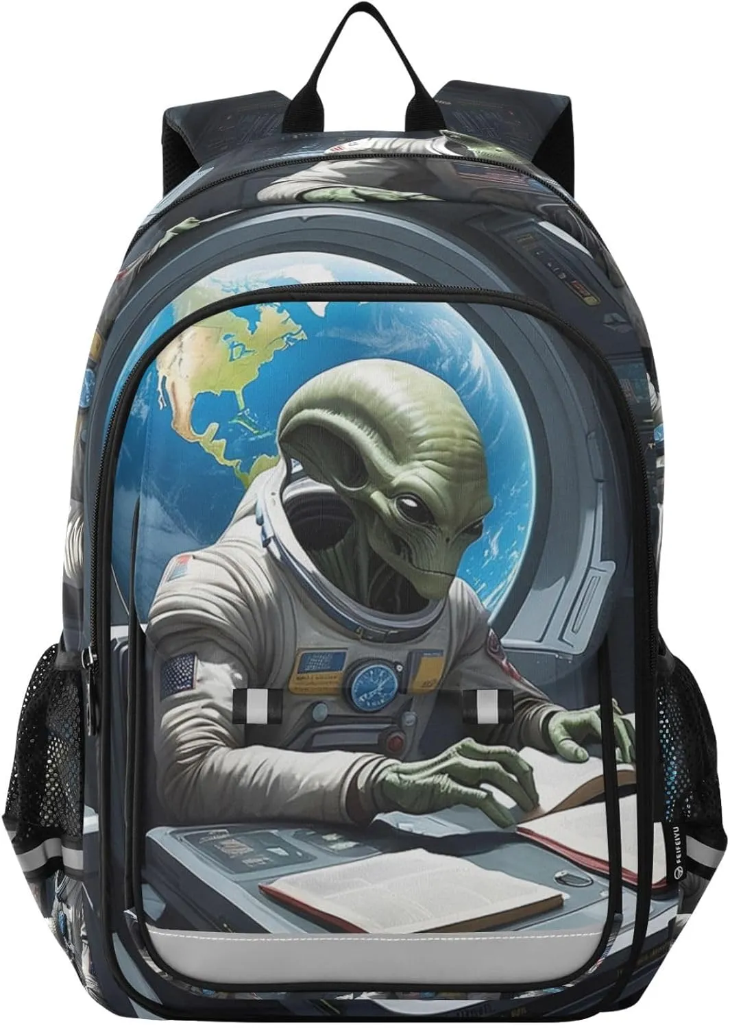 Interstellar Diplomacy Backpack Travel Laptop Daypack Shoulder Bag Book Bag Daypack with Reflective Strip 12.9 ×17.7 In