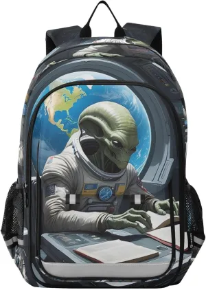 Interstellar Diplomacy Backpack Travel Laptop Daypack Shoulder Bag Book Bag Daypack with Reflective Strip 12.9 ×17.7 In