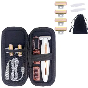 INVODA Hard Shaver Case for Finishing Touch Flawless Body Rechargeable Ladies Shaver Bundle with Shaver Head 4PCS   velvet Bag   2 Brushes