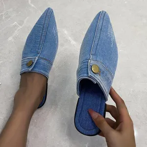 Irma Pointed Toe Denim Slippers - 3 Colors