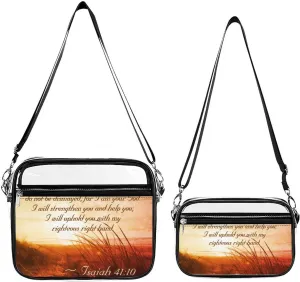 Isaiah Bible Verse Do Not Fear I Am with You Transparent Cross Bag Two-piece Set, Fashionable Transparent Bag