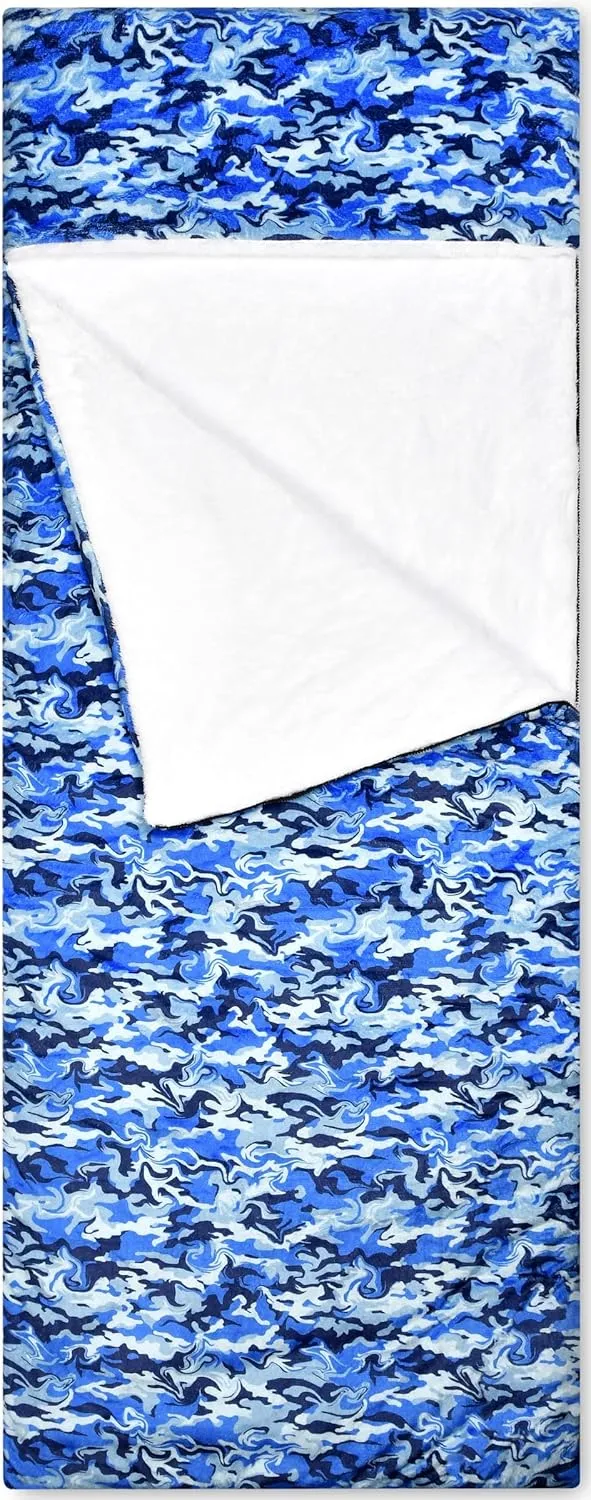 iscream 73" x 25" Faux Sherpa-Lined Plush Fleece Zippered Sleeping Bag - Fun & Games Collection