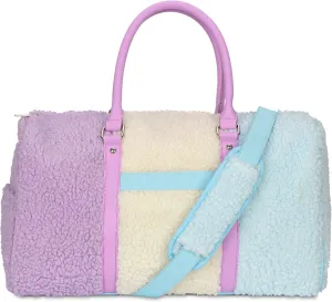 iscream Plush Sherpa 17" x 11" Duffle Bag for Sport and Travel with Adjustable Strap - Cozy Skies