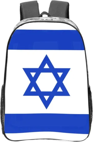 Israeli Flag Transparent Backpack-16-Inch Pvc Clear Backpack With Side Pockets,Black