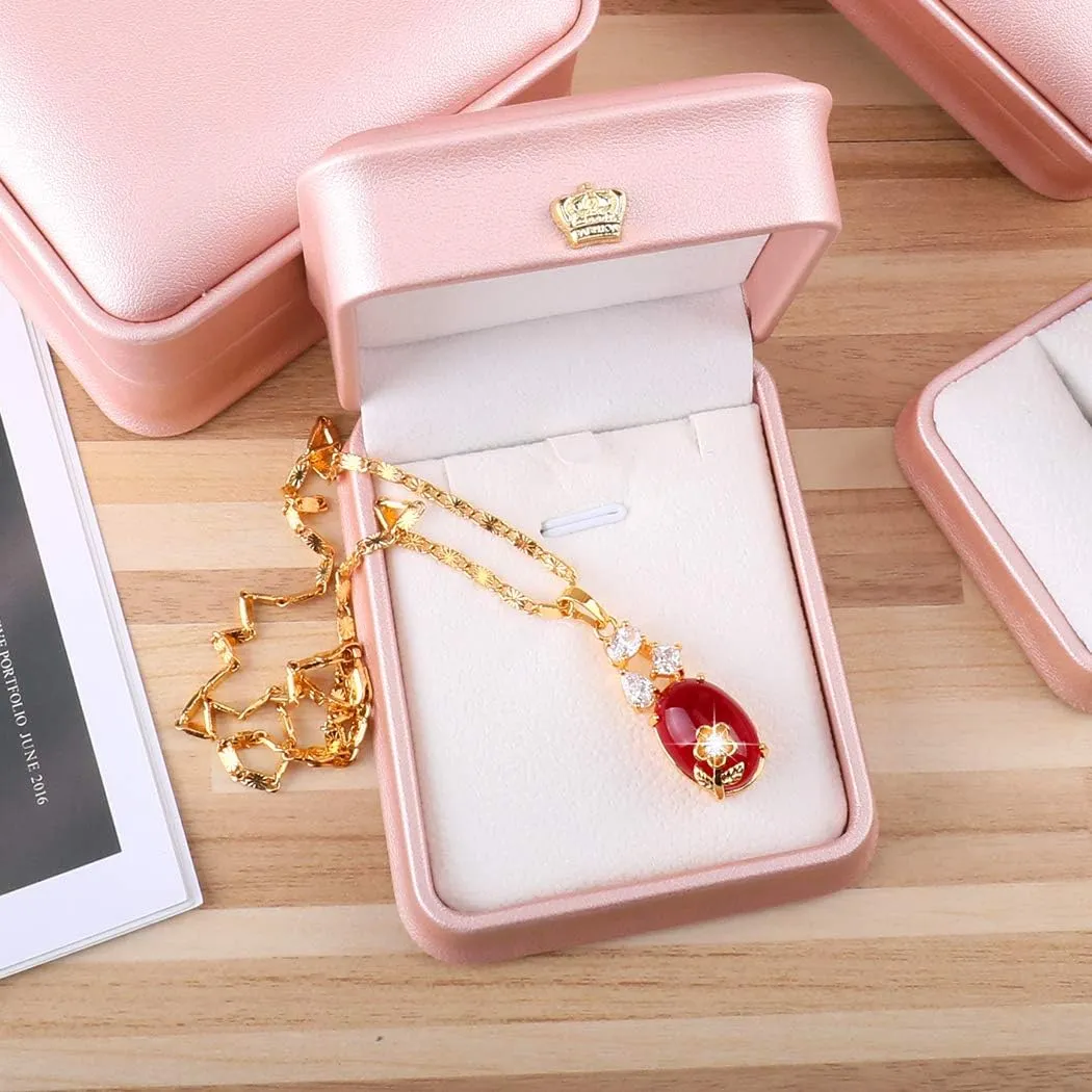 iSuperb 2 Pcs Pendant Box Necklace Bracelet Gift Box Jewelry Box PU Leather Chain Box Jewelry Display Case for Wedding Christmas Engagement Proposal