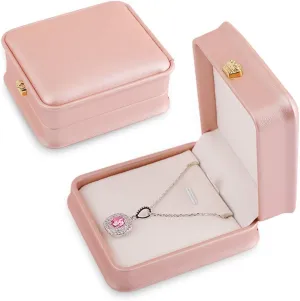 iSuperb 2 Pcs Pendant Box Necklace Bracelet Gift Box Jewelry Box PU Leather Chain Box Jewelry Display Case for Wedding Christmas Engagement Proposal