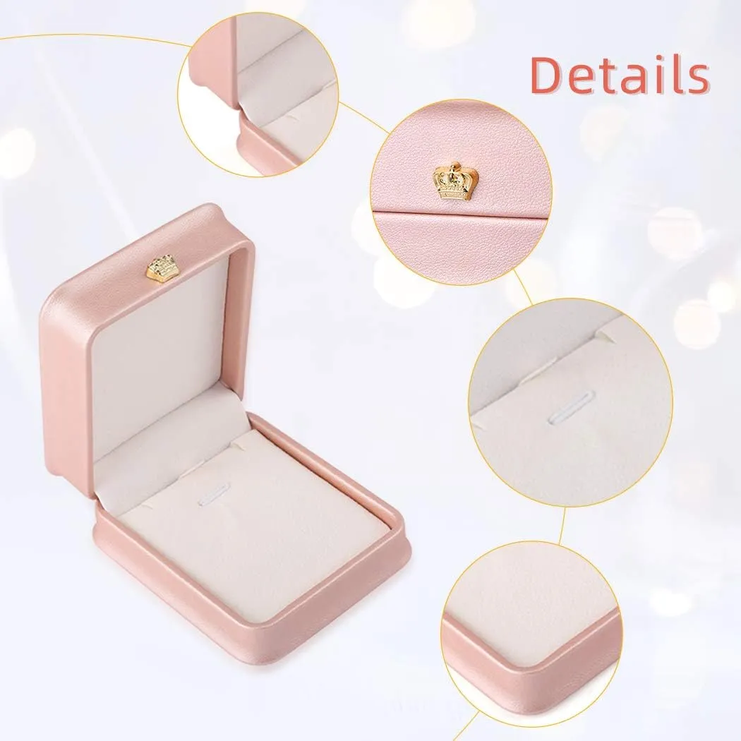iSuperb 2 Pcs Pendant Box Necklace Bracelet Gift Box Jewelry Box PU Leather Chain Box Jewelry Display Case for Wedding Christmas Engagement Proposal