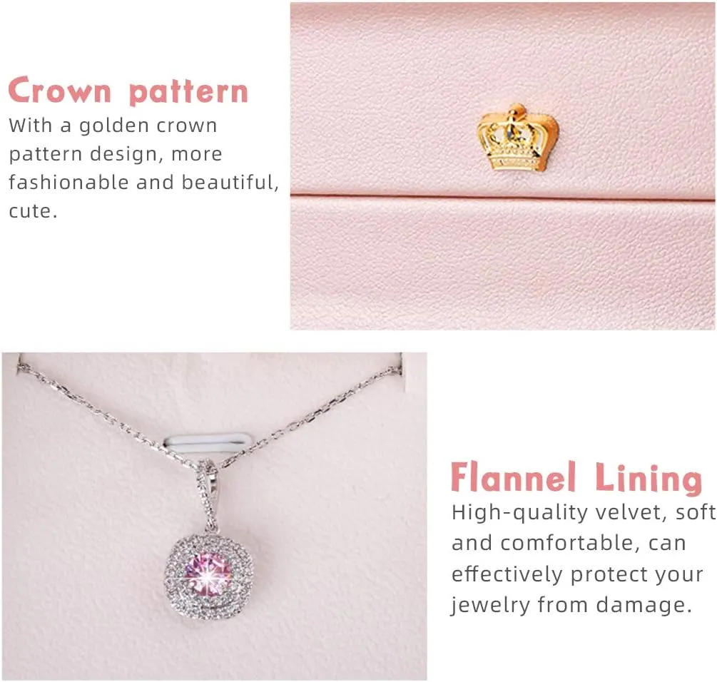 iSuperb 2 Pcs Pendant Box Necklace Bracelet Gift Box Jewelry Box PU Leather Chain Box Jewelry Display Case for Wedding Christmas Engagement Proposal