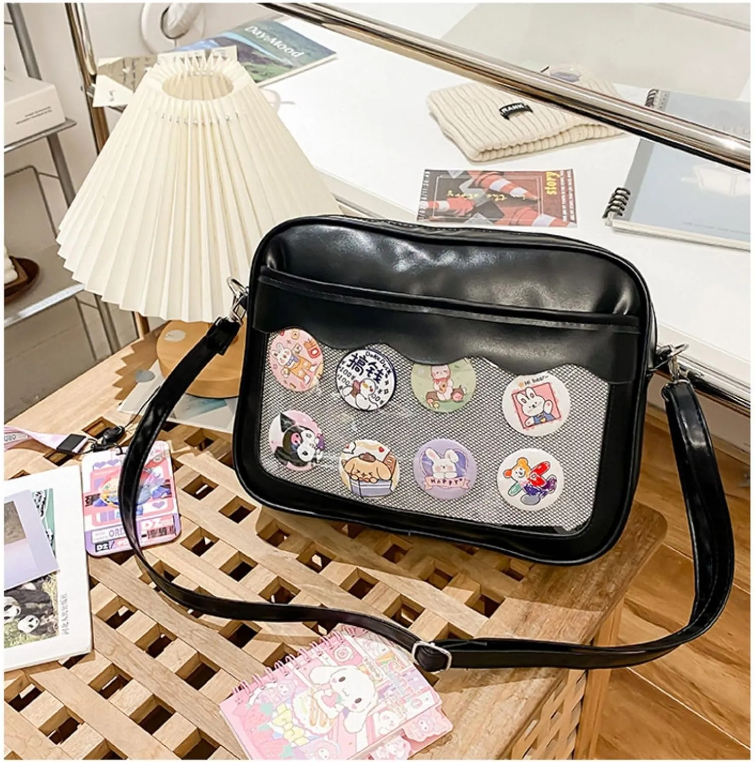 Ita Bag Storage Pin Crossbody Bag for Women Girls Gift, Pin Bag Shoulder Bag for Sports Pins, Memorial Pins, Travel Brooches