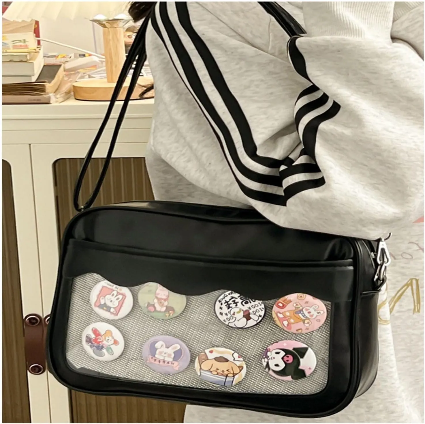 Ita Bag Storage Pin Crossbody Bag for Women Girls Gift, Pin Bag Shoulder Bag for Sports Pins, Memorial Pins, Travel Brooches