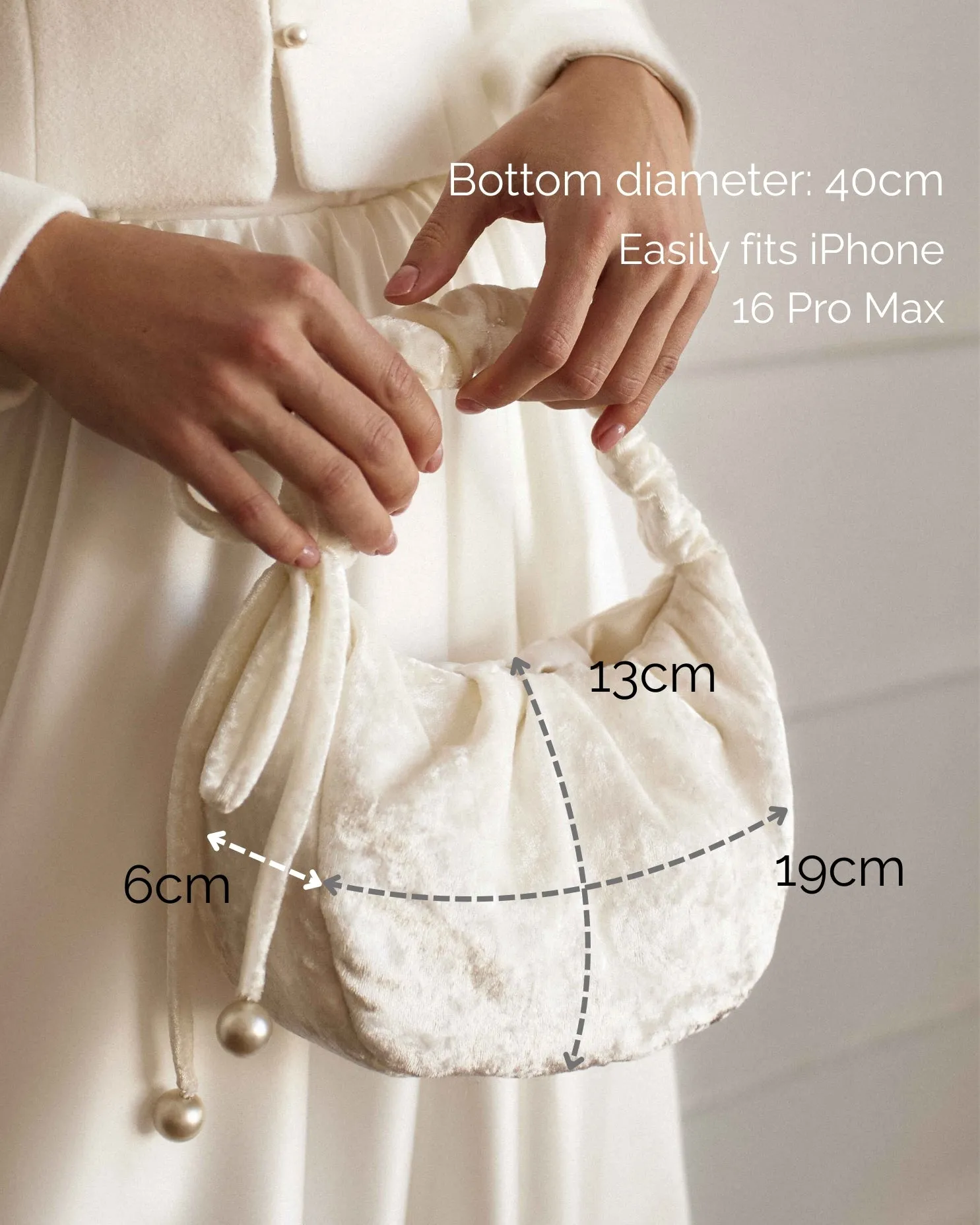 Ivory Velvet Bridal Handbag – Soft Wedding Purse For Bride