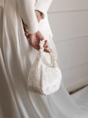 Ivory Velvet Bridal Handbag – Soft Wedding Purse For Bride