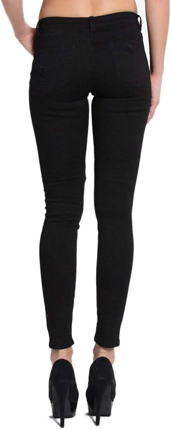 Jack David/Pasion/U.W.D Womens Distressed Denim Jeans Ripped Blue Skinny Destroy Stretch Jean Pants