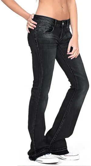 Jeans for Women Trendy Women's Sexy Skinny Flare Jeans Low Waist Stretch Button Comfortable Denim Pants with Pocket