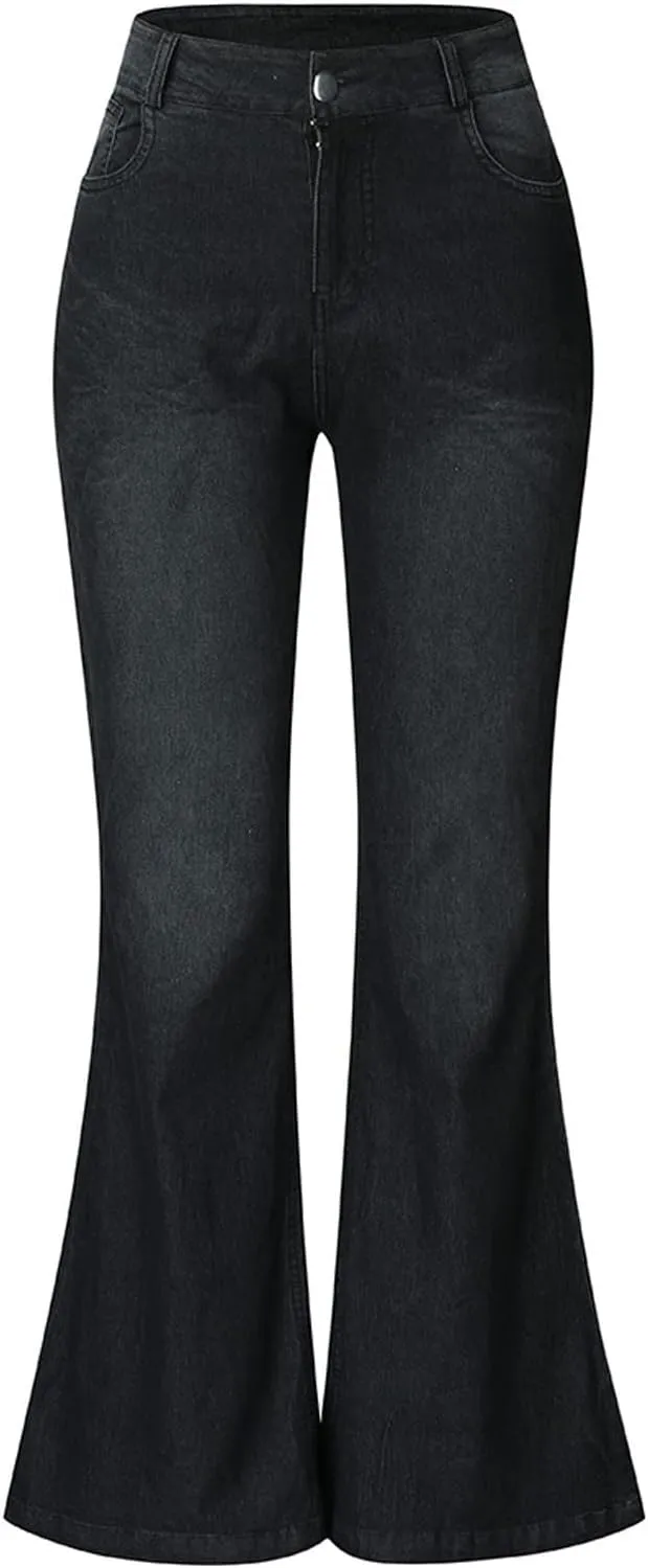 Jeans for Women Trendy Women's Sexy Skinny Flare Jeans Low Waist Stretch Button Comfortable Denim Pants with Pocket