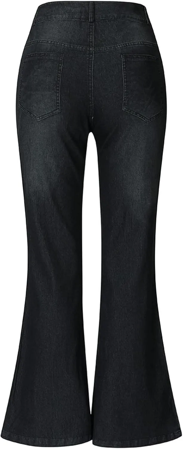 Jeans for Women Trendy Women's Sexy Skinny Flare Jeans Low Waist Stretch Button Comfortable Denim Pants with Pocket