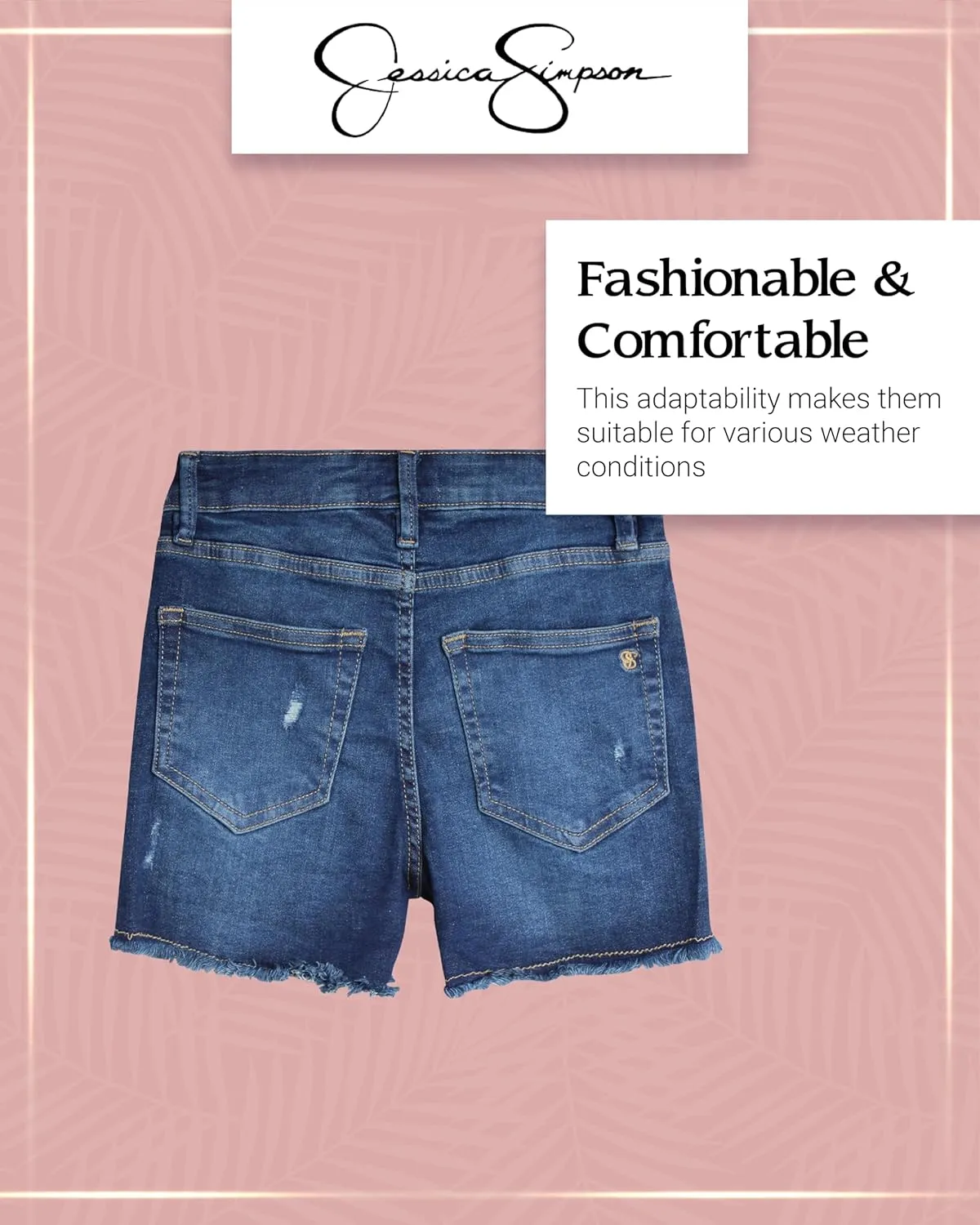 Jessica Simpson Girls' Shorts - 5 Pocket Stretch Denim Jean Short - Distressed Denim Acid Washed Jean Shorts for Girls (7-16)