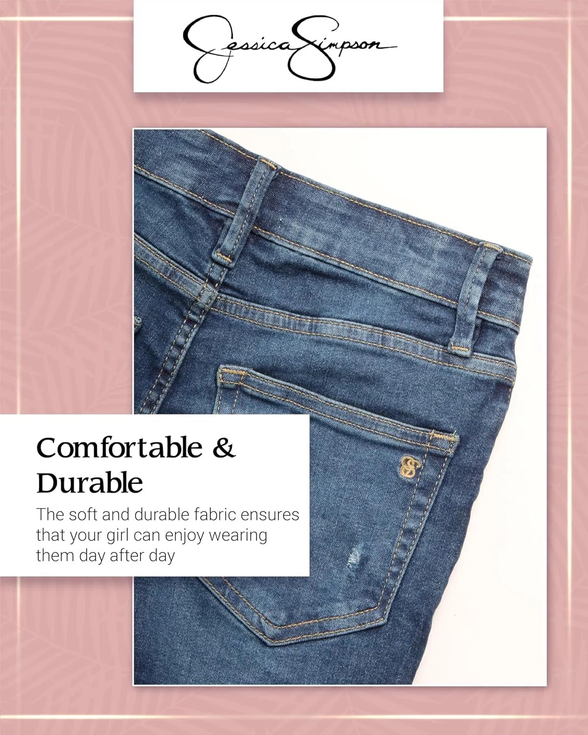 Jessica Simpson Girls' Shorts - 5 Pocket Stretch Denim Jean Short - Distressed Denim Acid Washed Jean Shorts for Girls (7-16)