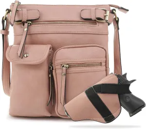 JESSIE & JAMES Robin Multipocket Concealed Carry Crossbody Bag with Lock and Key