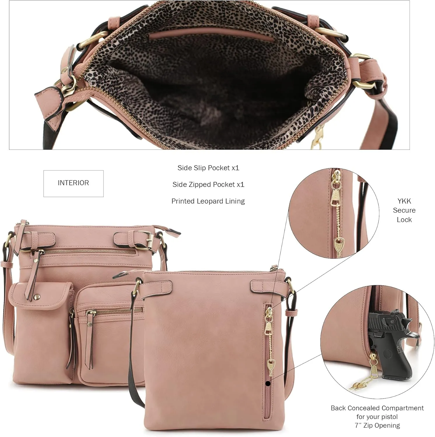 JESSIE & JAMES Robin Multipocket Concealed Carry Crossbody Bag with Lock and Key