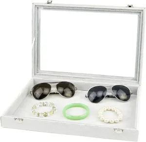 Jewelry Boxes Jewelry Box with Clear Glass Lid 10 Different Designs Velvet Jewelry Organizer Box Jewelry Showcase for Watch Earrings Rings Jewelry Organizer (Jewelry Box F) (Jewelry Box B)