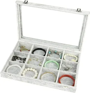 Jewelry Boxes Jewelry Box with Clear Glass Lid 10 Different Designs Velvet Jewelry Organizer Box Jewelry Showcase for Watch Earrings Rings Jewelry Organizer (Jewelry Box F) (Jewelry Box C)