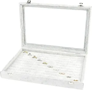 Jewelry Boxes Jewelry Box with Clear Glass Lid 10 Different Designs Velvet Jewelry Organizer Box Jewelry Showcase for Watch Earrings Rings Jewelry Organizer (Jewelry Box F) (Jewelry Box E)