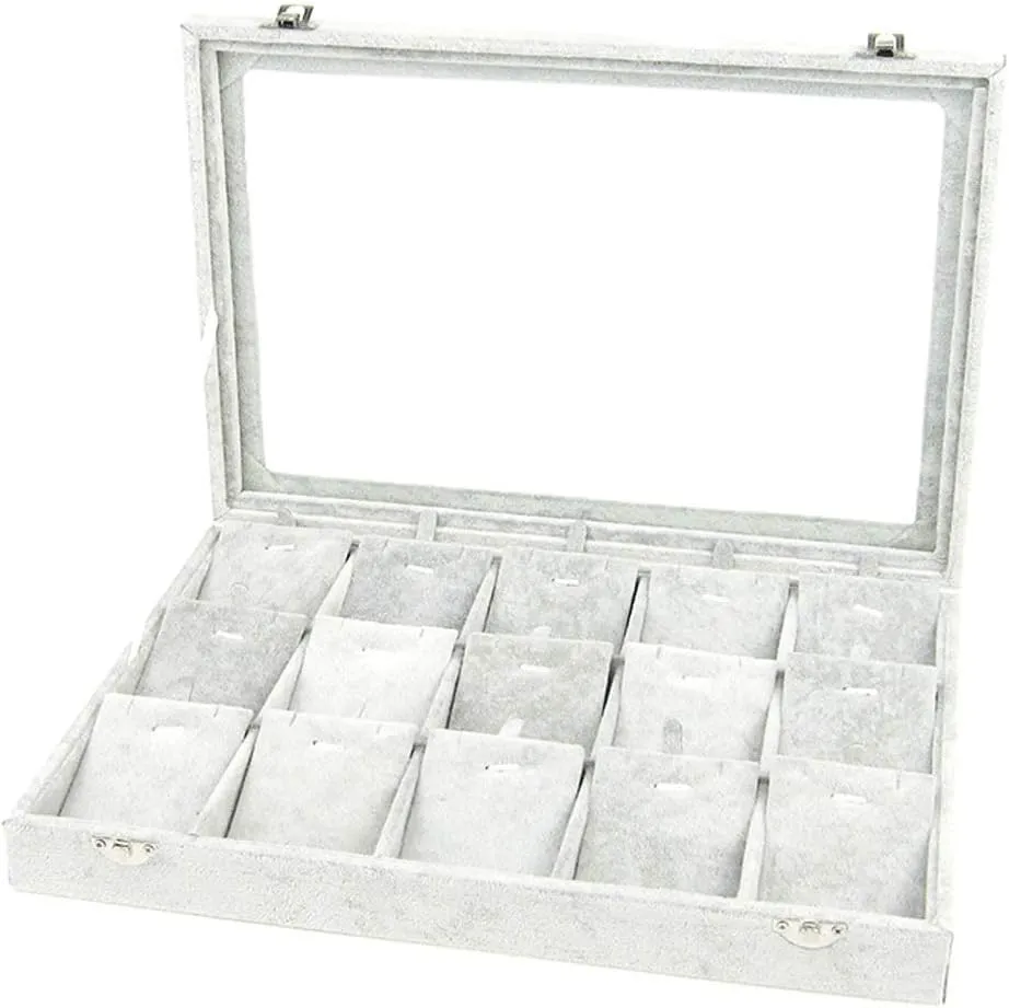 Jewelry Boxes Jewelry Box with Clear Glass Lid 10 Different Designs Velvet Jewelry Organizer Box Jewelry Showcase for Watch Earrings Rings Jewelry Organizer (Jewelry Box F) (Jewelry Box I)