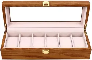 Jewelry Case Wood Jewelry Box 6 Slots Retro Watch Display Box Protable Jewelry Case Fashion Luxury Watch Jewelry Storage Box Portable